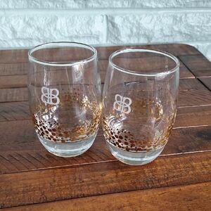 Baileys Irish Cream Clear Glass Gold Sparkle Glasses Set Of 2